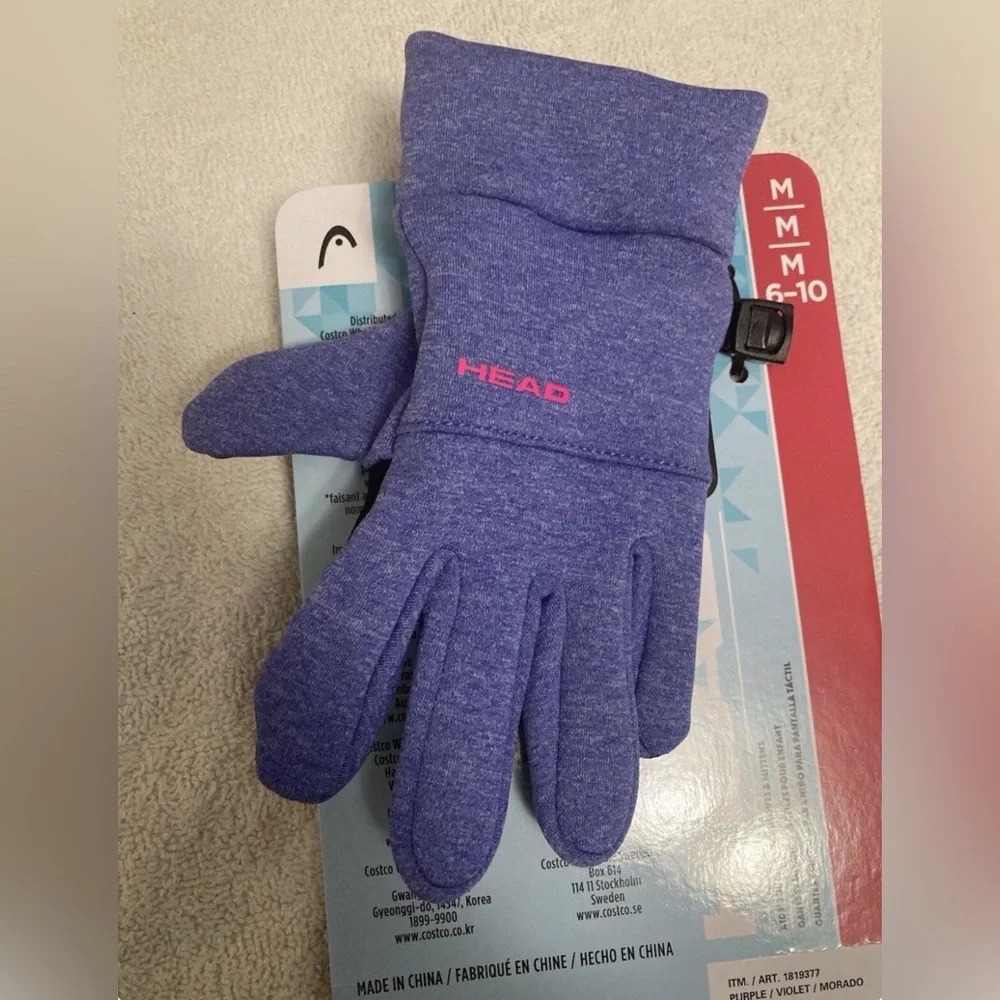 HEAD Kids M Purple Touchscreen Winter Gloves Mittens NWT Warm Snow Cold Weather